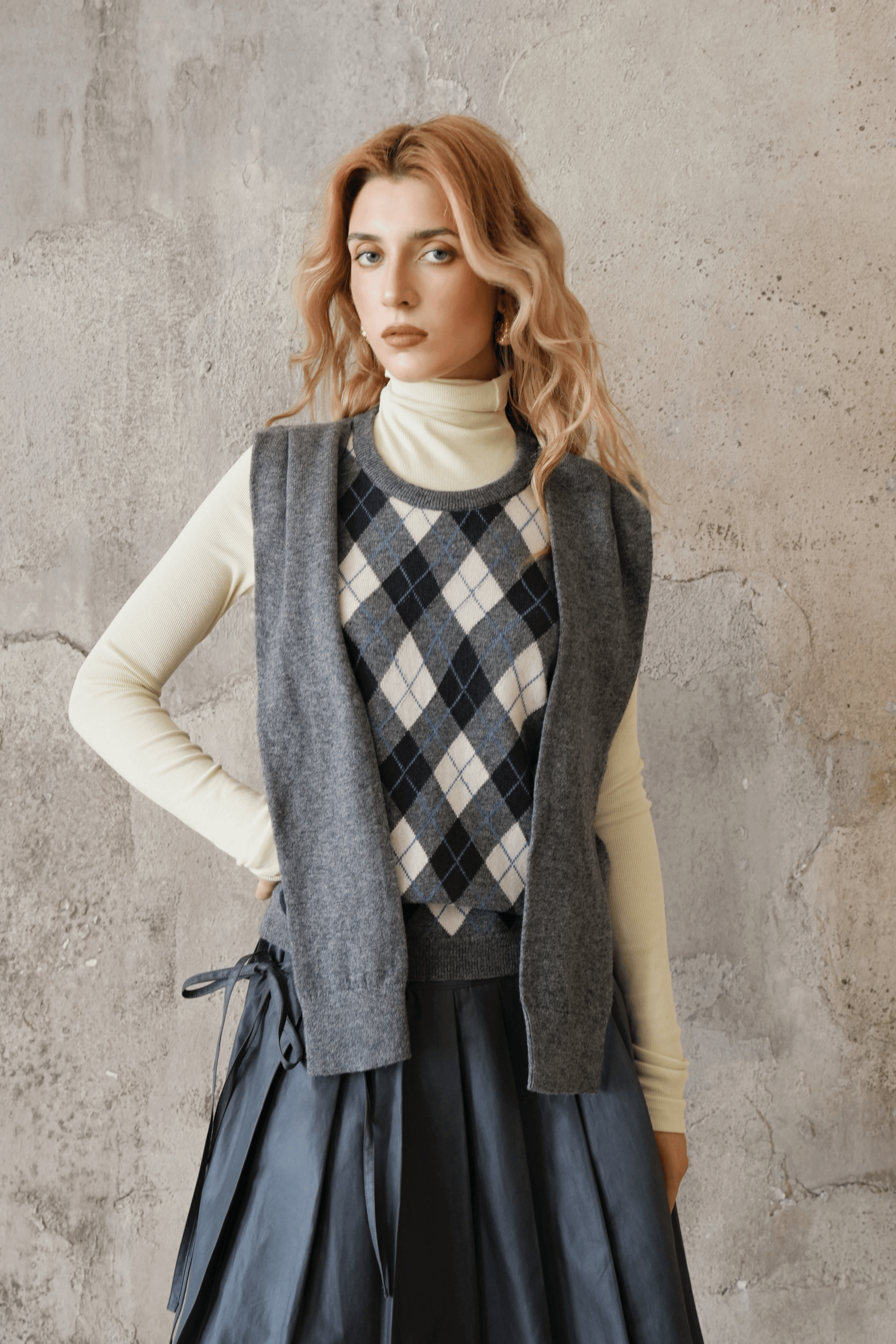 Last Sunset Argyle Knit Vest