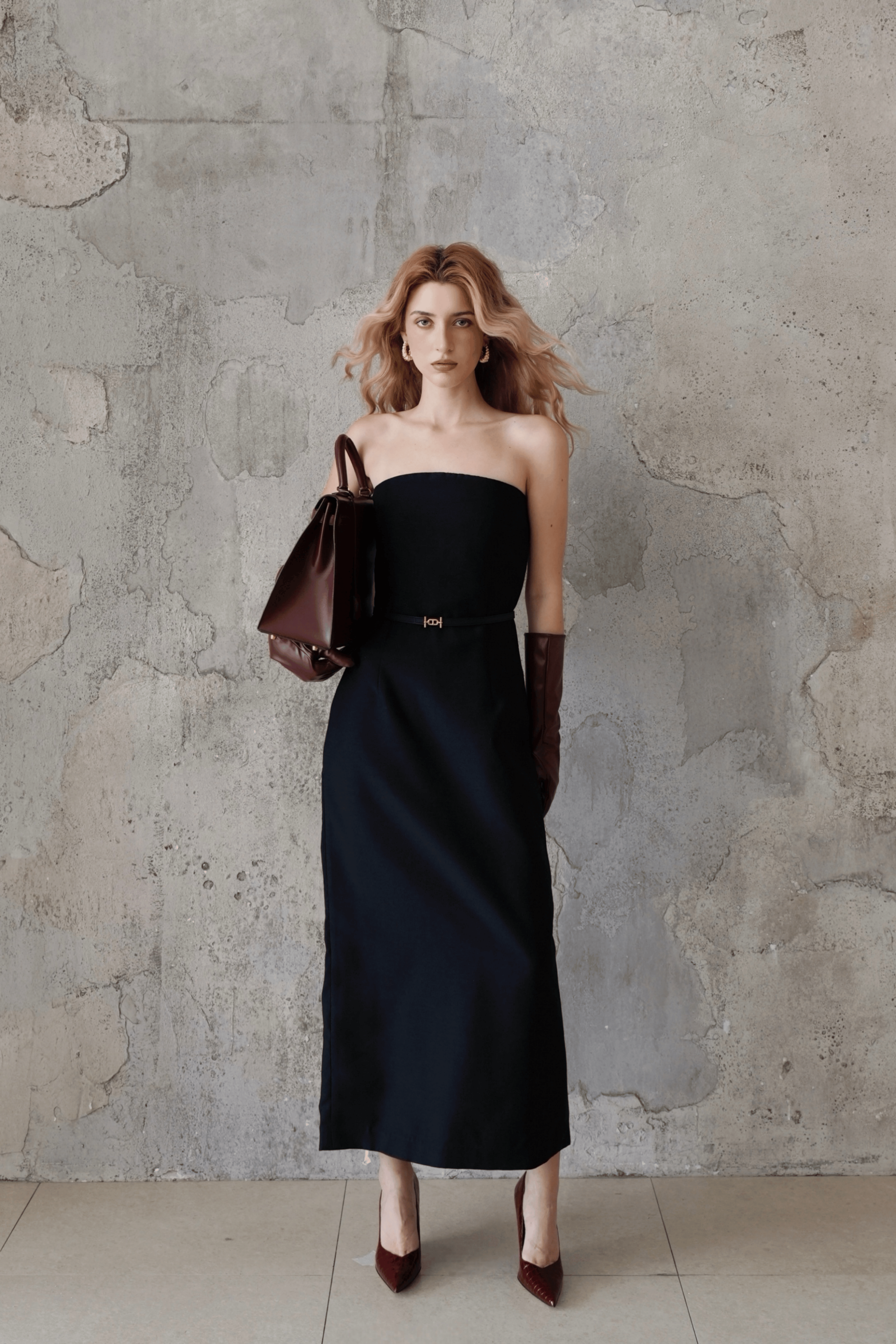 Last Sunset Strapless Black Midi Dress – Elegant Minimalist Tube Dress for Evening & Cocktail