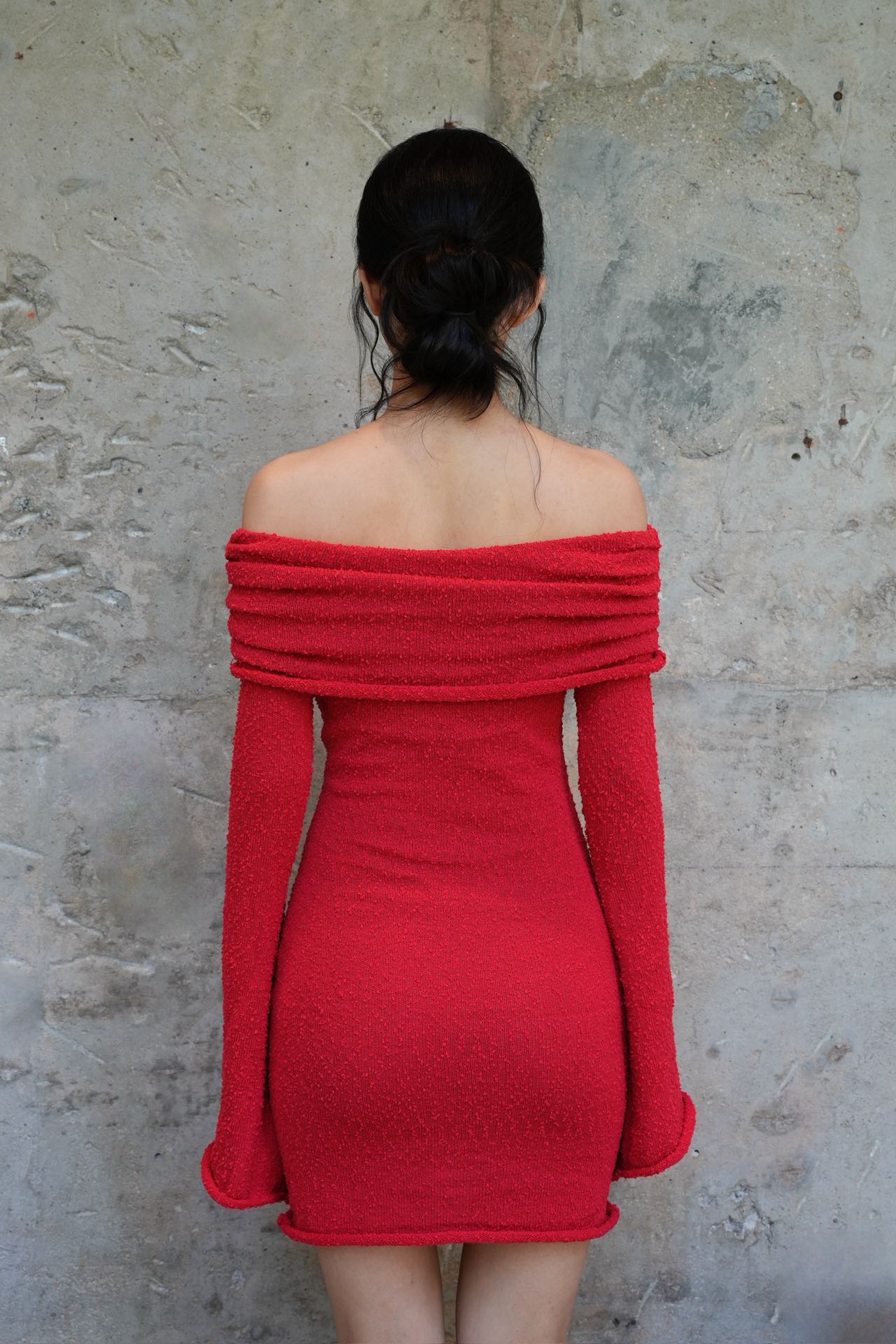 Last Sunset Off Shoulder Sweater Knit Party Mini Dress