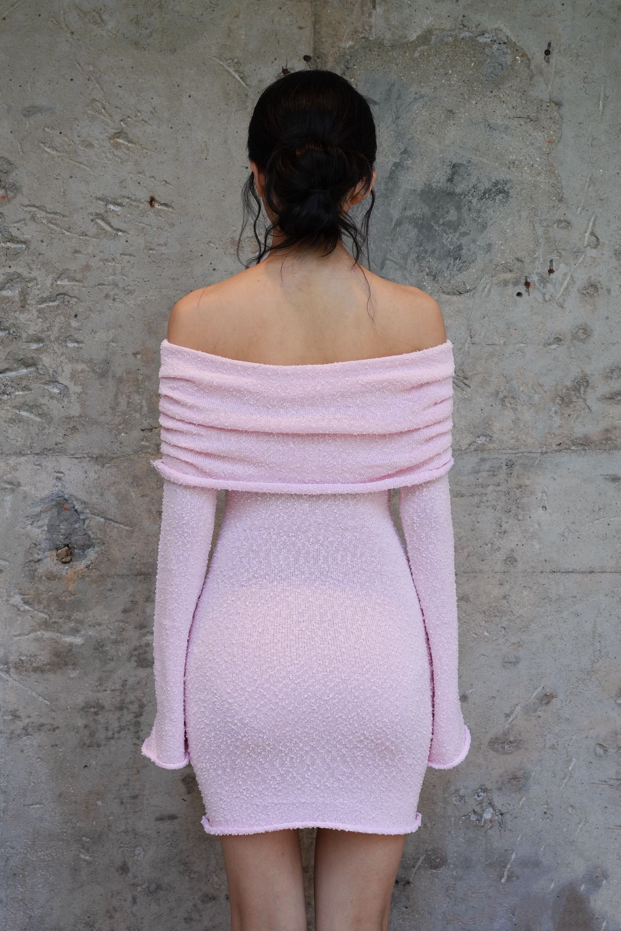 Last Sunset Off Shoulder Sweater Knit Party Mini Dress