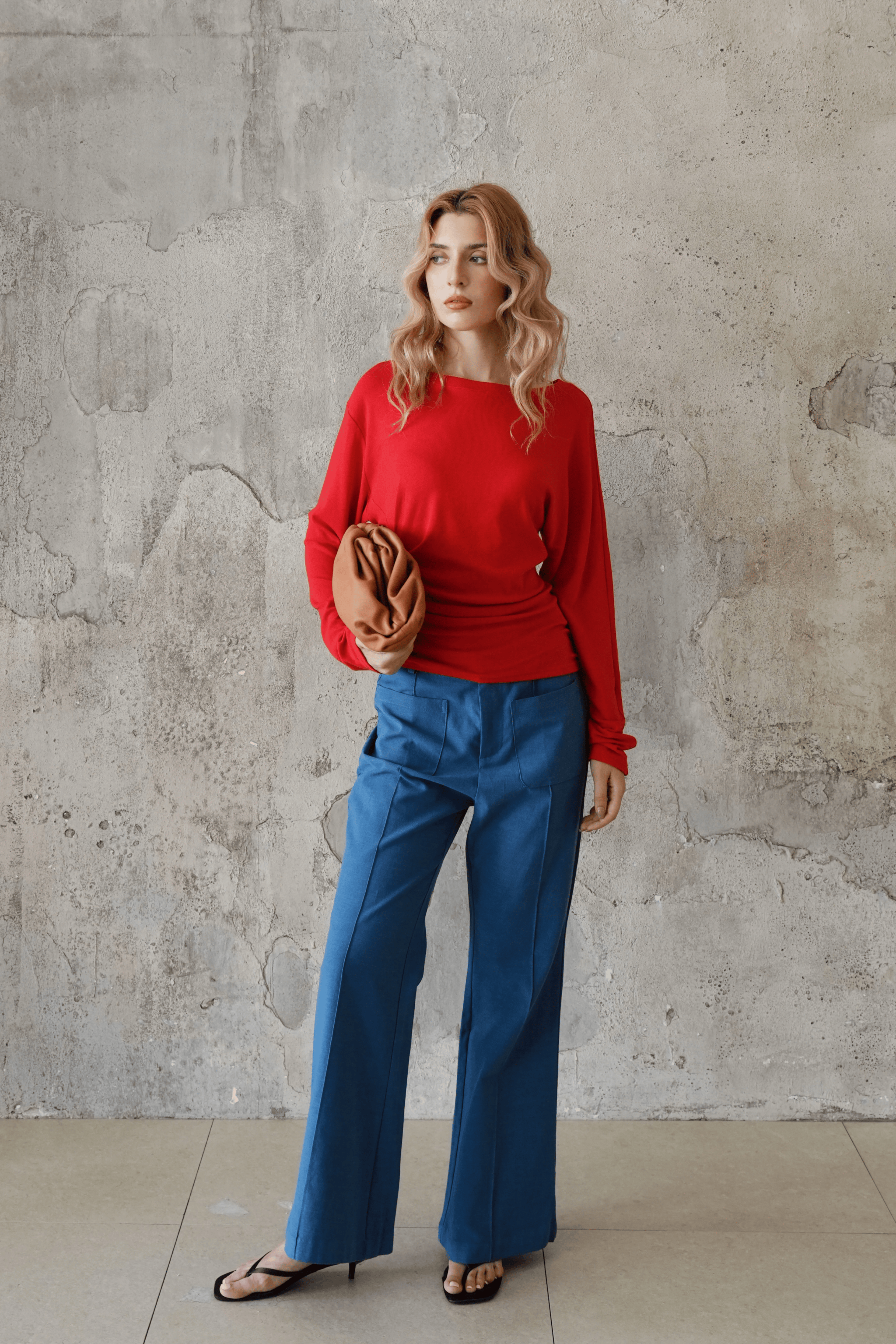 Last Sunset Sapphire High-Waist Wide-Leg Trousers