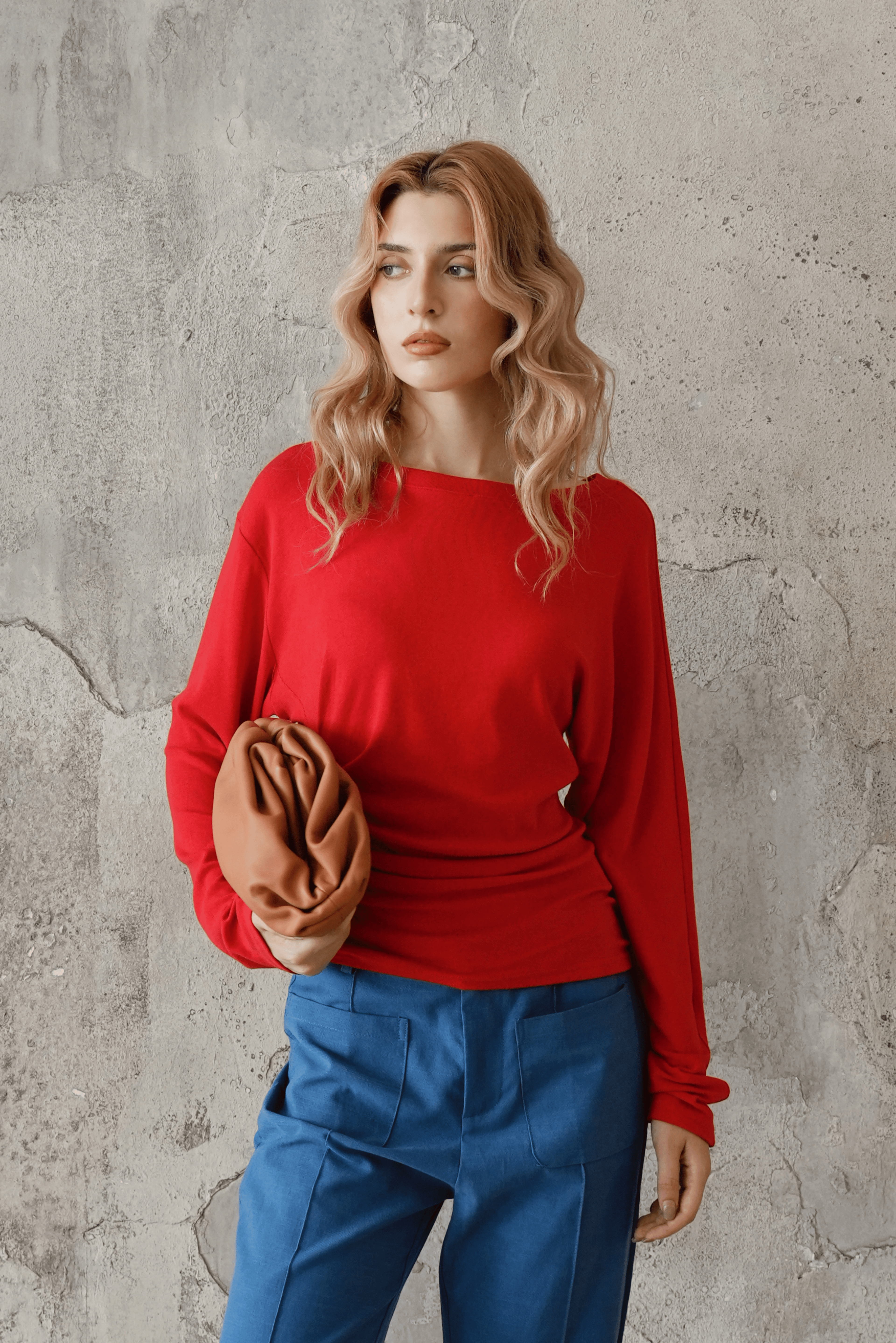 Last Sunset Classic Boat Neck Long Sleeve Tee – Slim Fit Ruched Detail Top