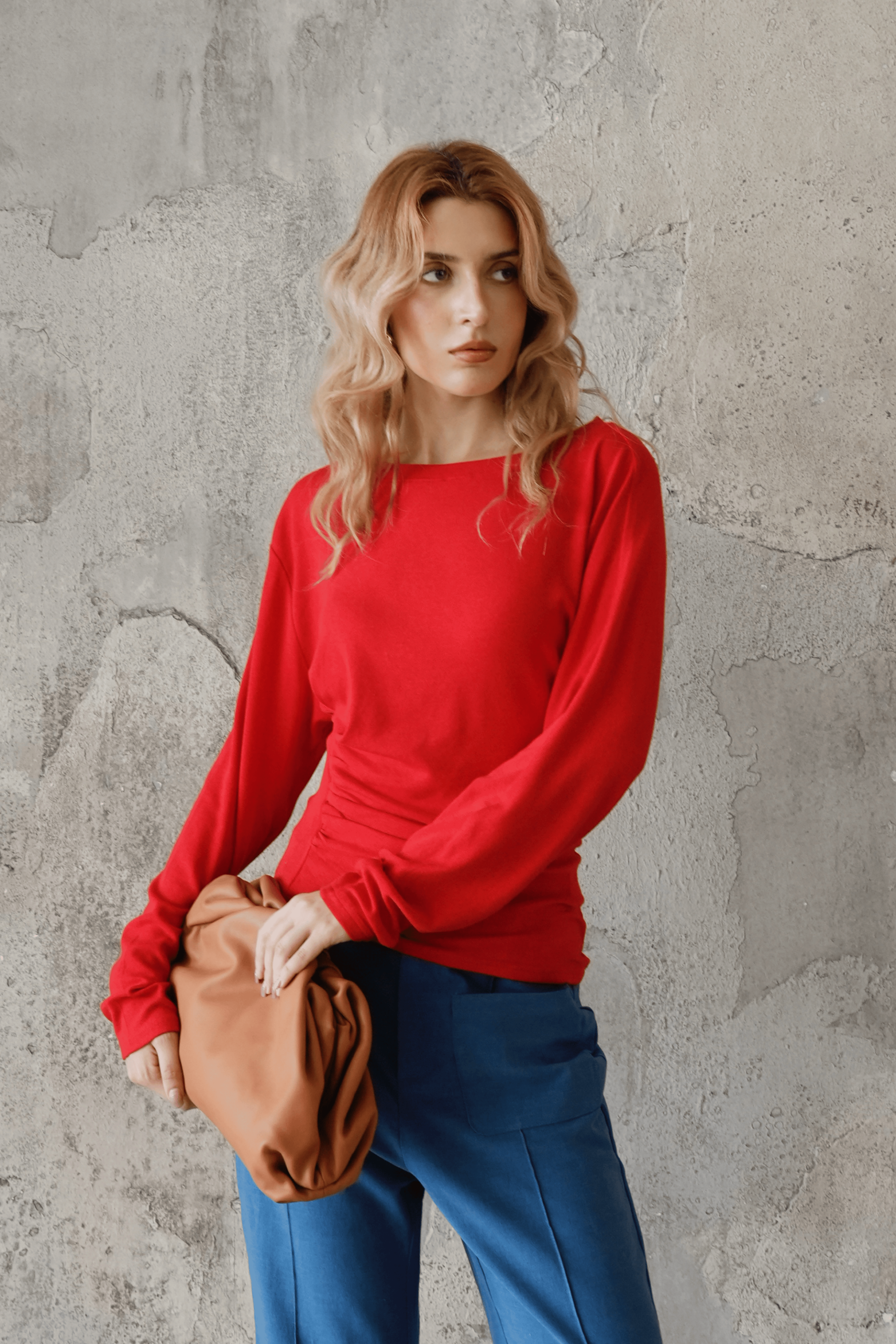Last Sunset Classic Boat Neck Long Sleeve Tee – Slim Fit Ruched Detail Top
