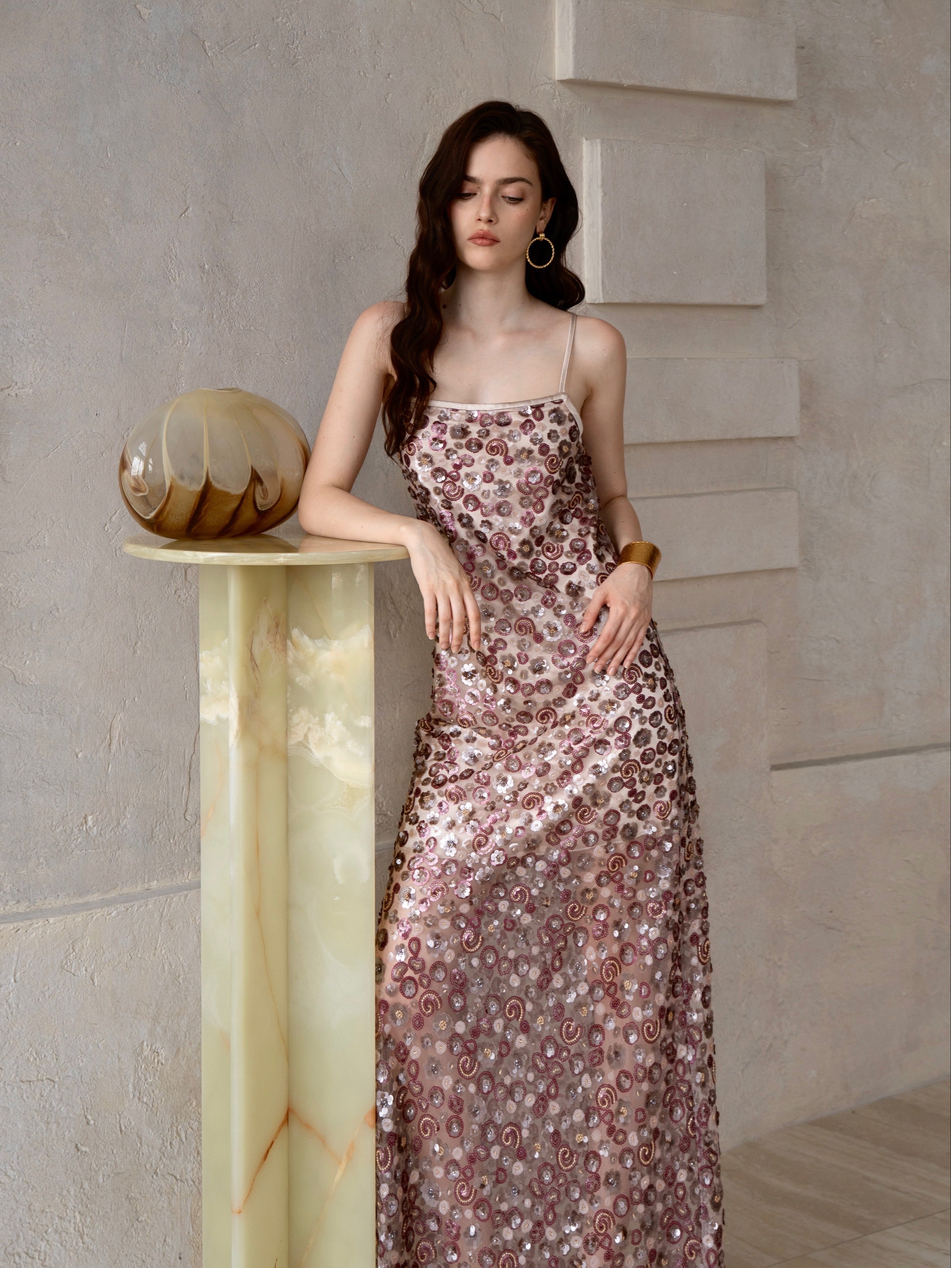 Last Sunset Celestial Embellished Wedding Evening Gown Maxi Dress