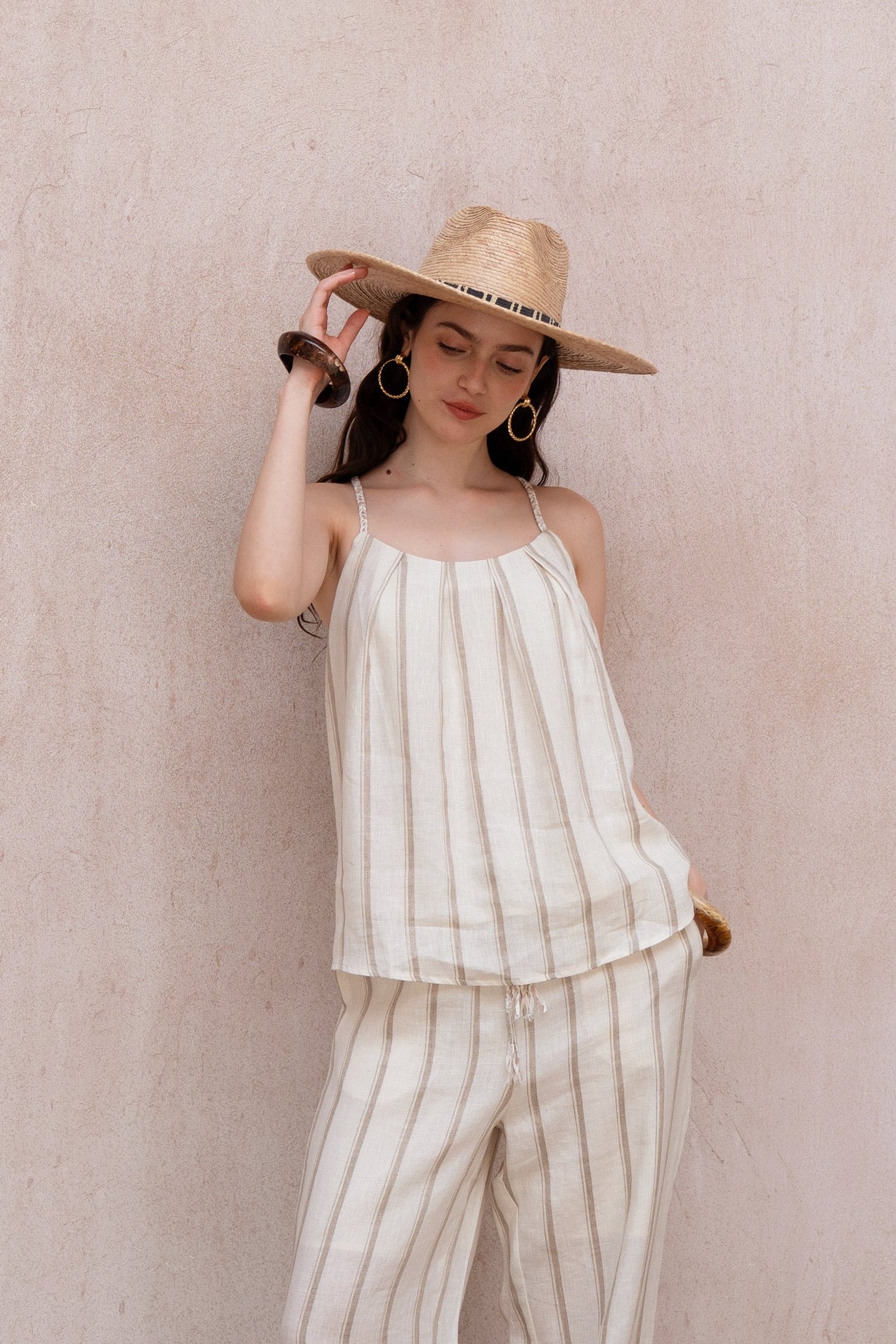 Last Sunset Linen Striped Co-ord Set – Vacation Ready TOP ONLY