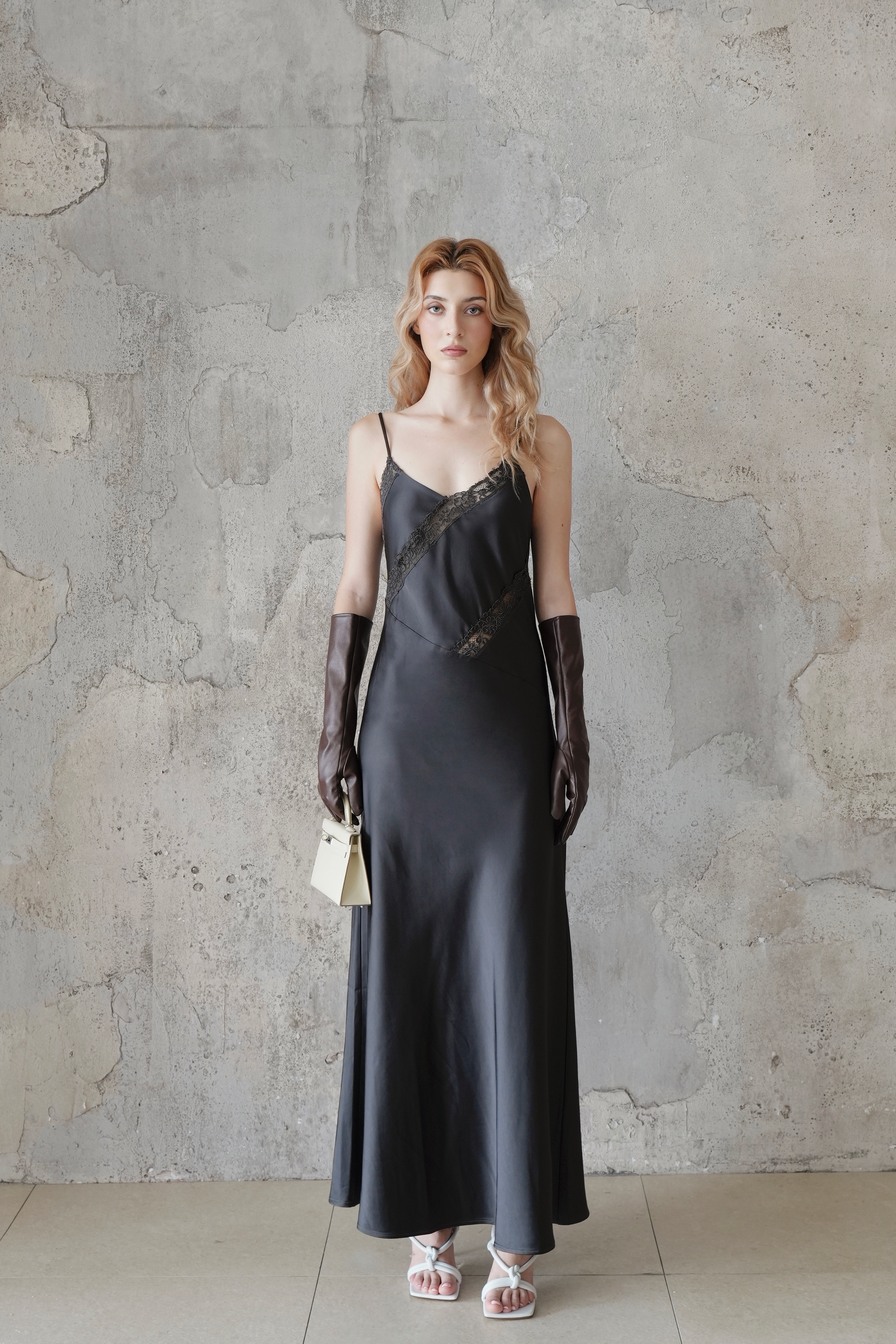 Last Sunset Luxe Silk Slip Maxi Dress with Lace Trim – Evening & Cocktail Elegance