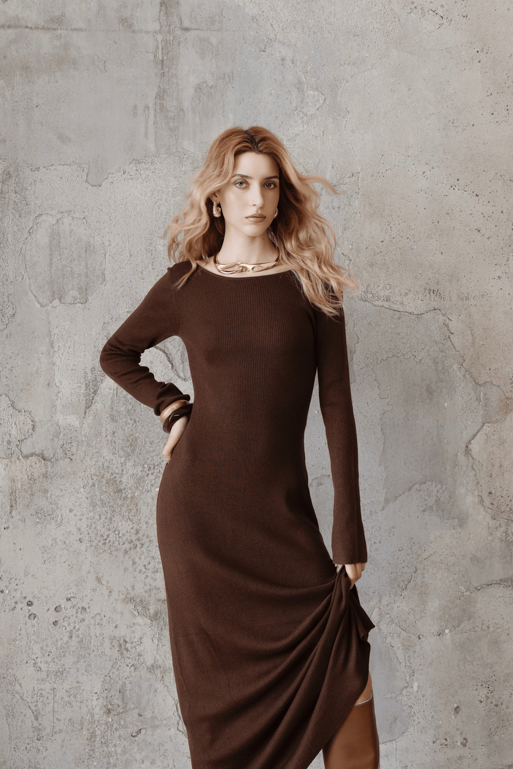 Last Sunset Two-Way Knit Maxi Dress – Reversible Front & Back Cut-Out Bodycon Long Dress