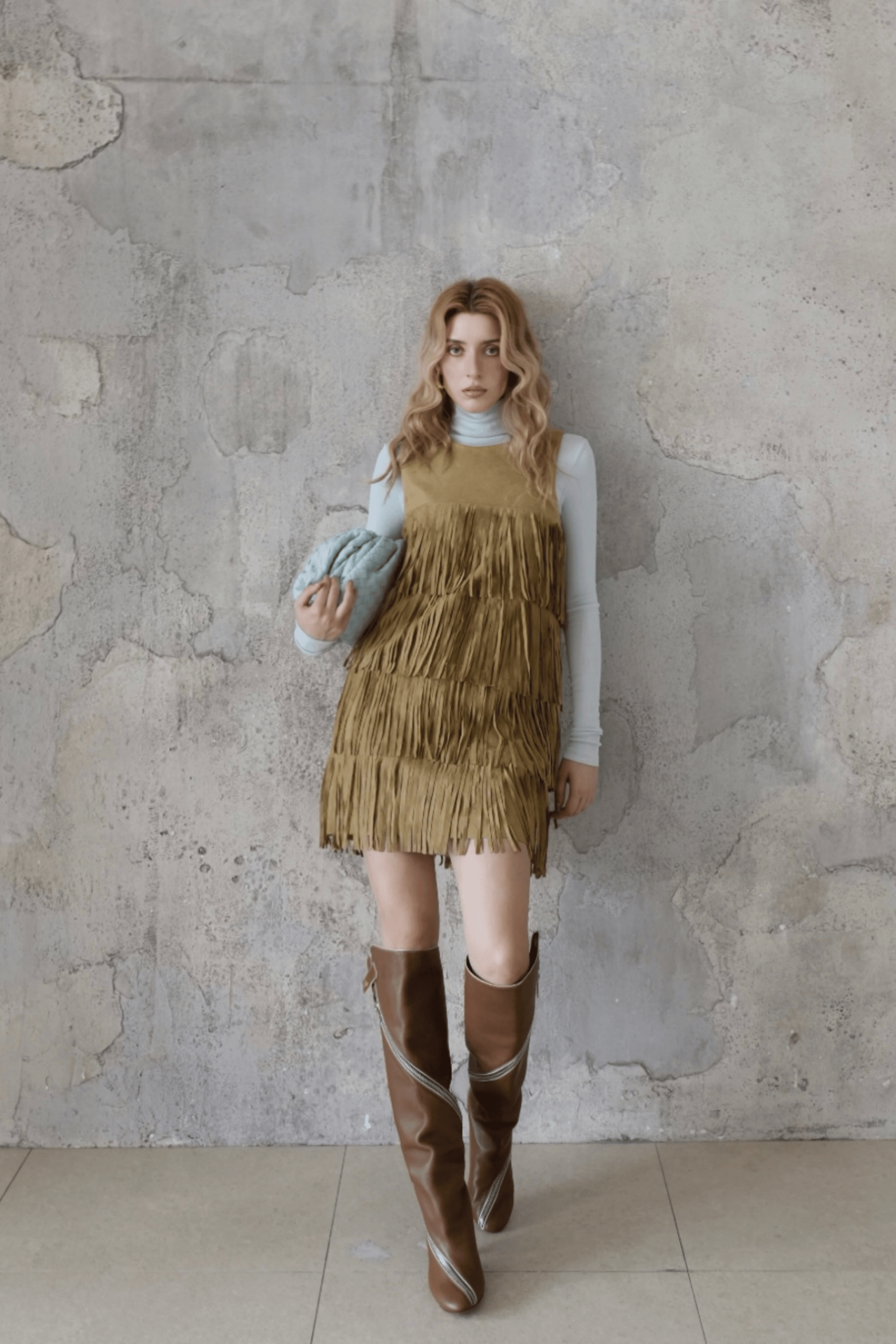 Last Sunset Fringe Mini Dress – Retro Chic Sleeveless Layered Tassel Dress