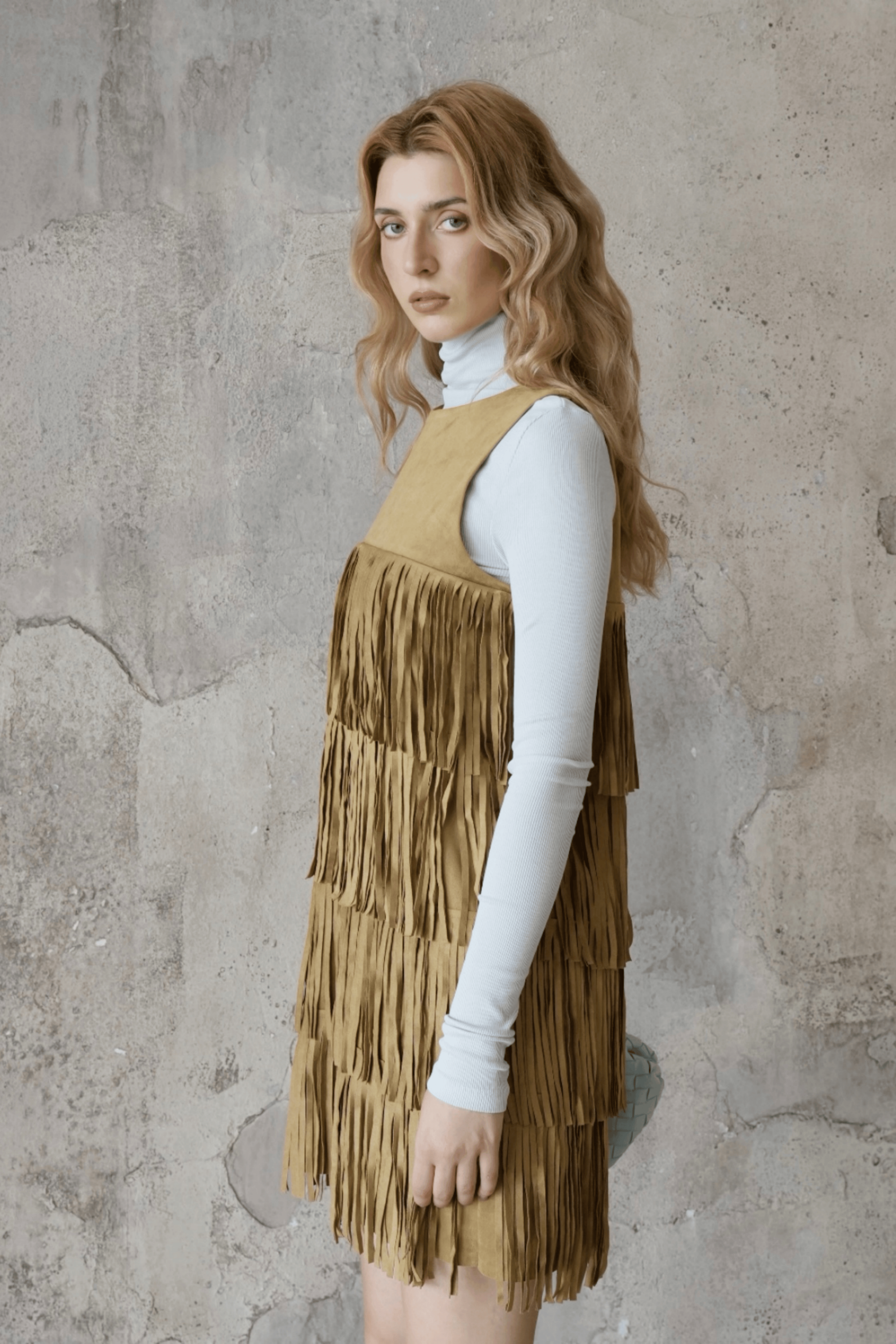 Last Sunset Fringe Mini Dress – Retro Chic Sleeveless Layered Tassel Dress