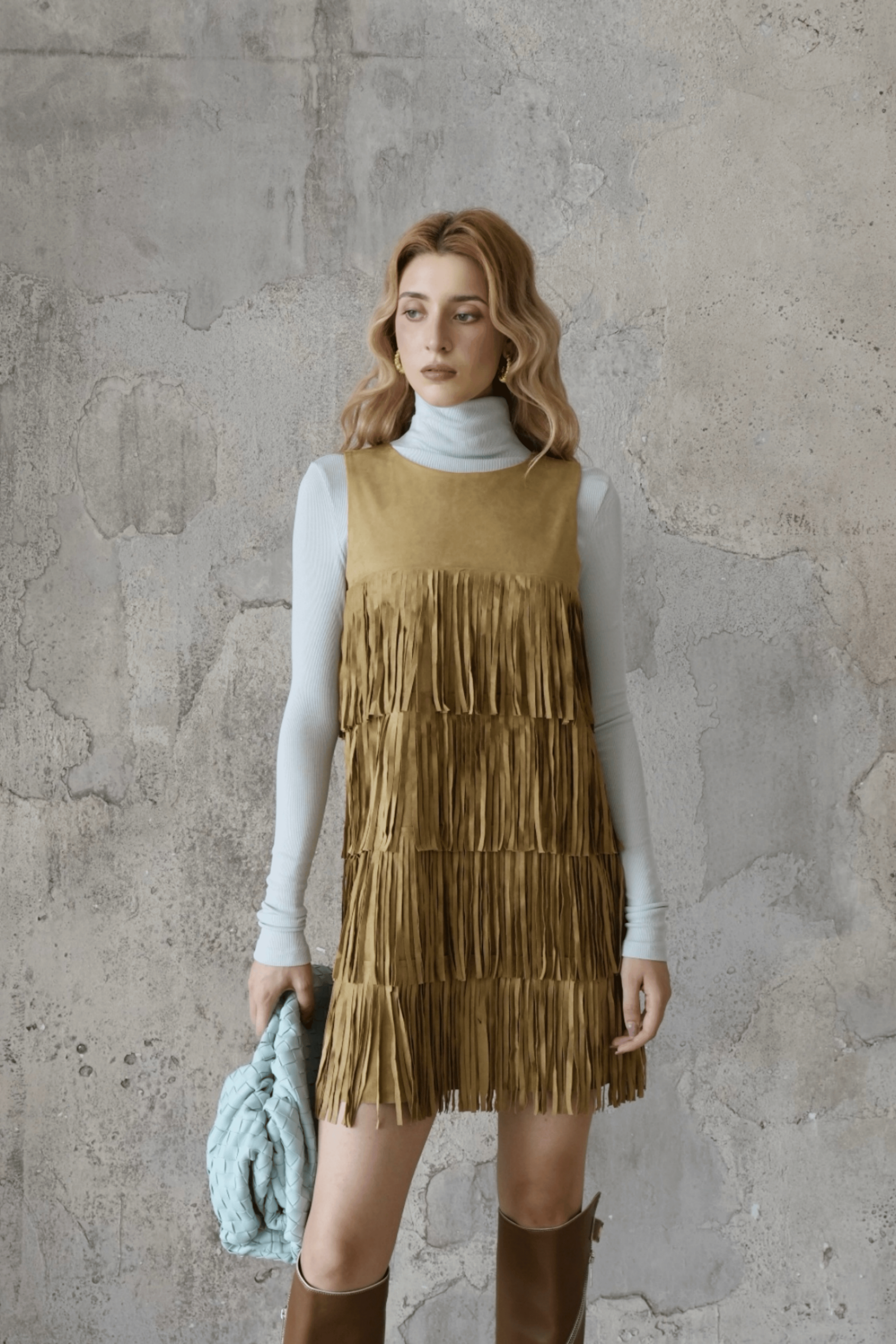 Last Sunset Fringe Mini Dress – Retro Chic Sleeveless Layered Tassel Dress