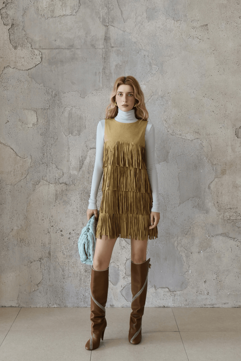 Last Sunset Fringe Mini Dress – Retro Chic Sleeveless Layered Tassel Dress
