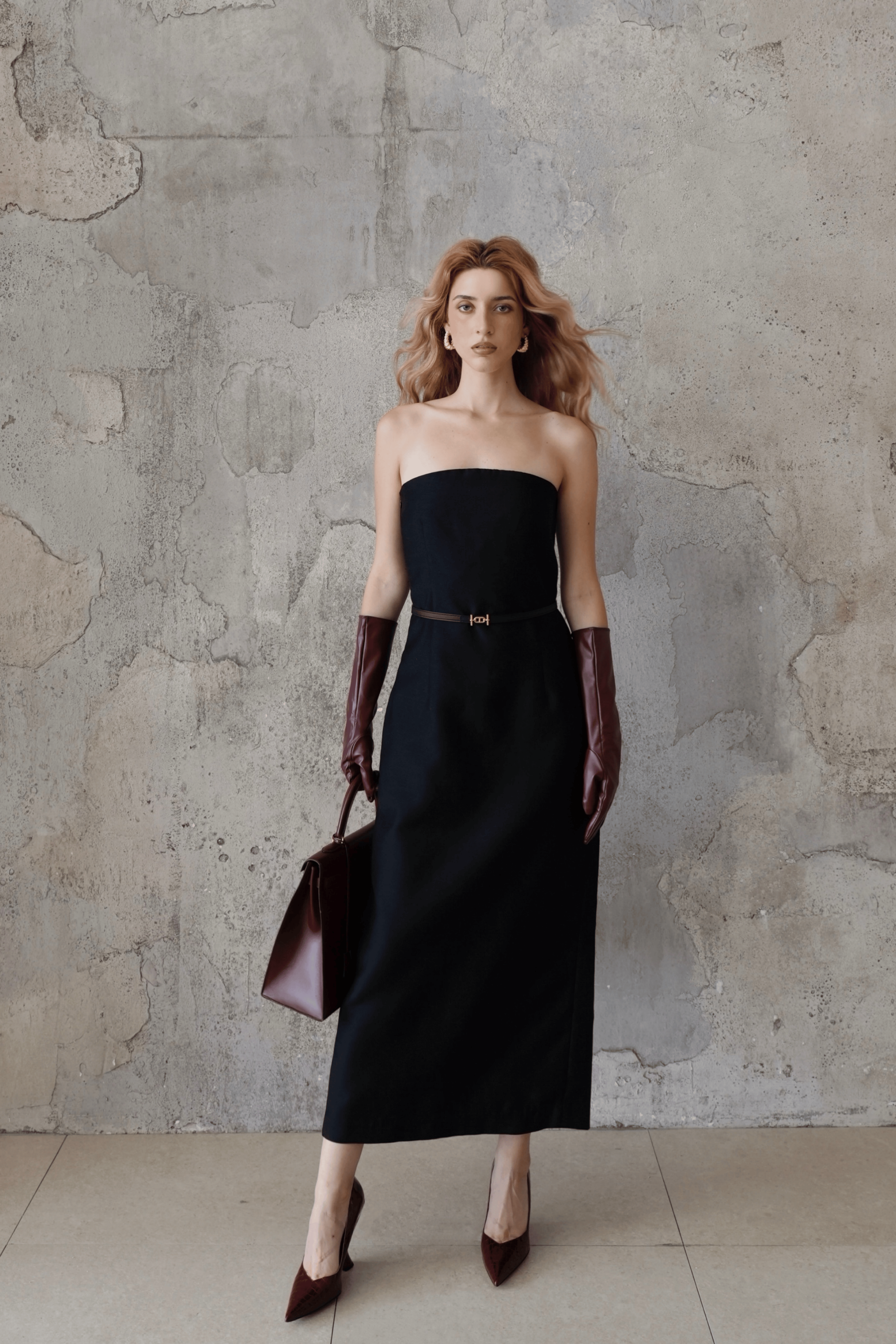 Last Sunset Strapless Black Midi Dress – Elegant Minimalist Tube Dress for Evening & Cocktail