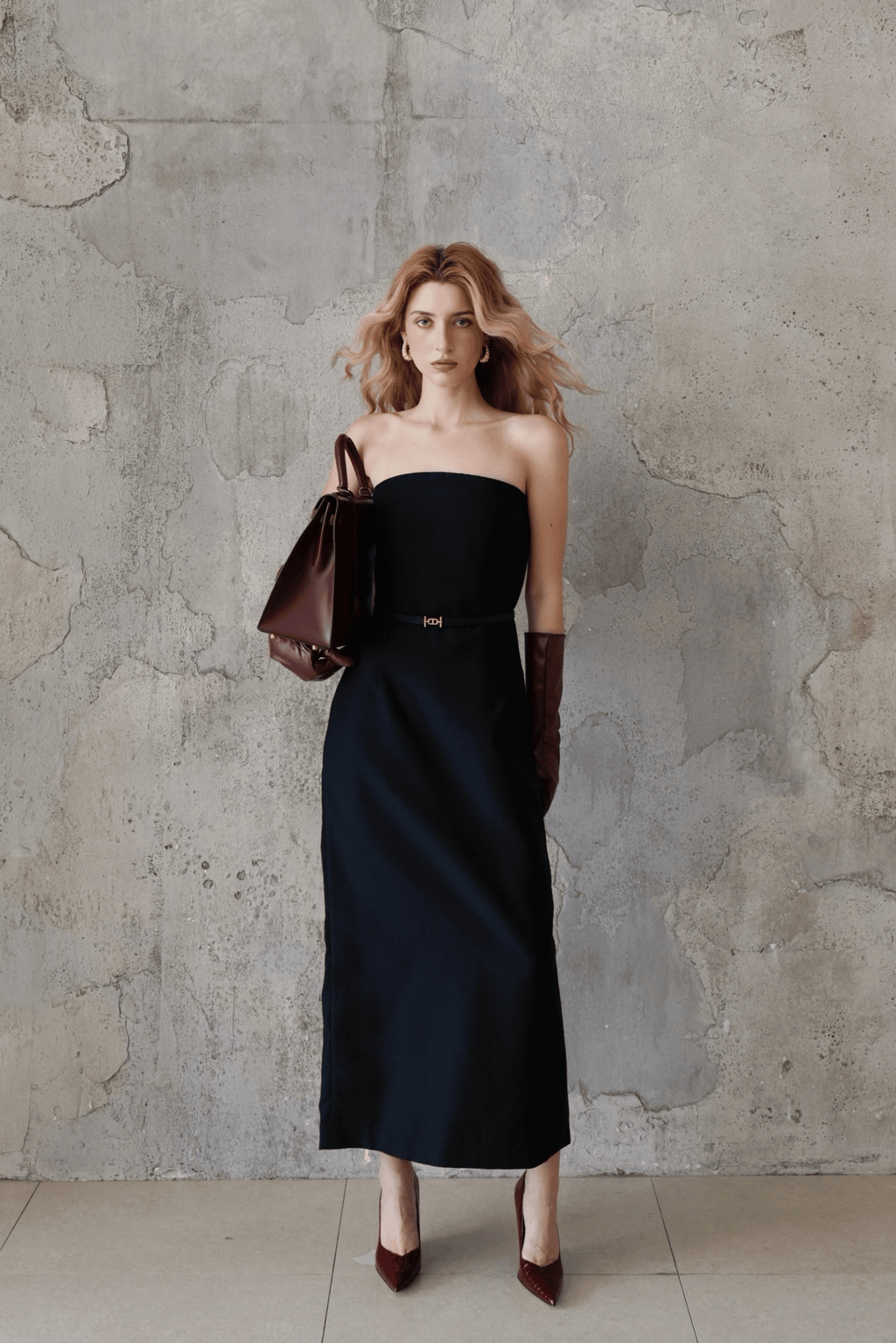 Last Sunset Strapless Black Midi Dress – Elegant Minimalist Tube Dress for Evening & Cocktail