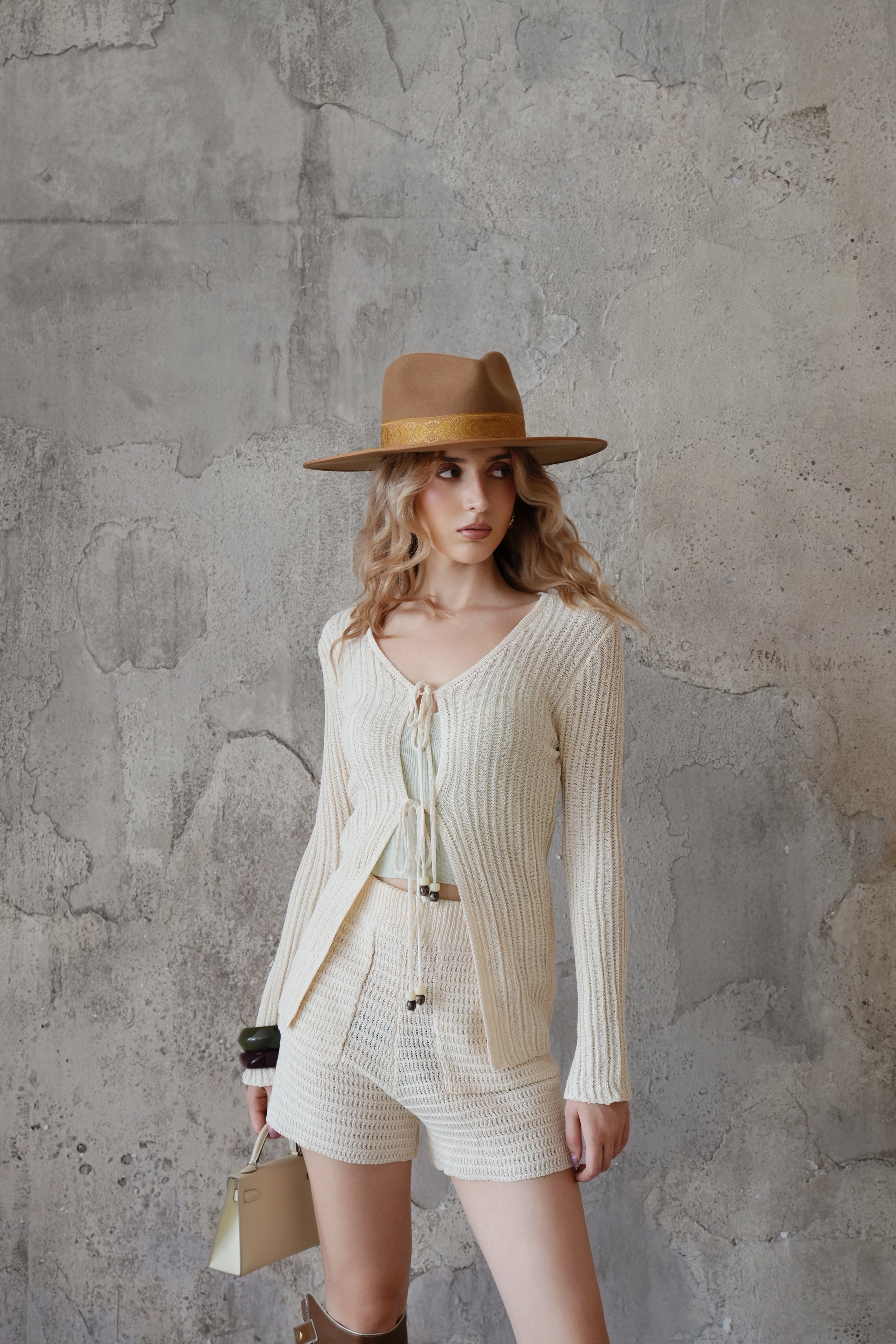Last Sunset Crochet Lounge Set – Knitted Cardigan & Shorts Co-ord