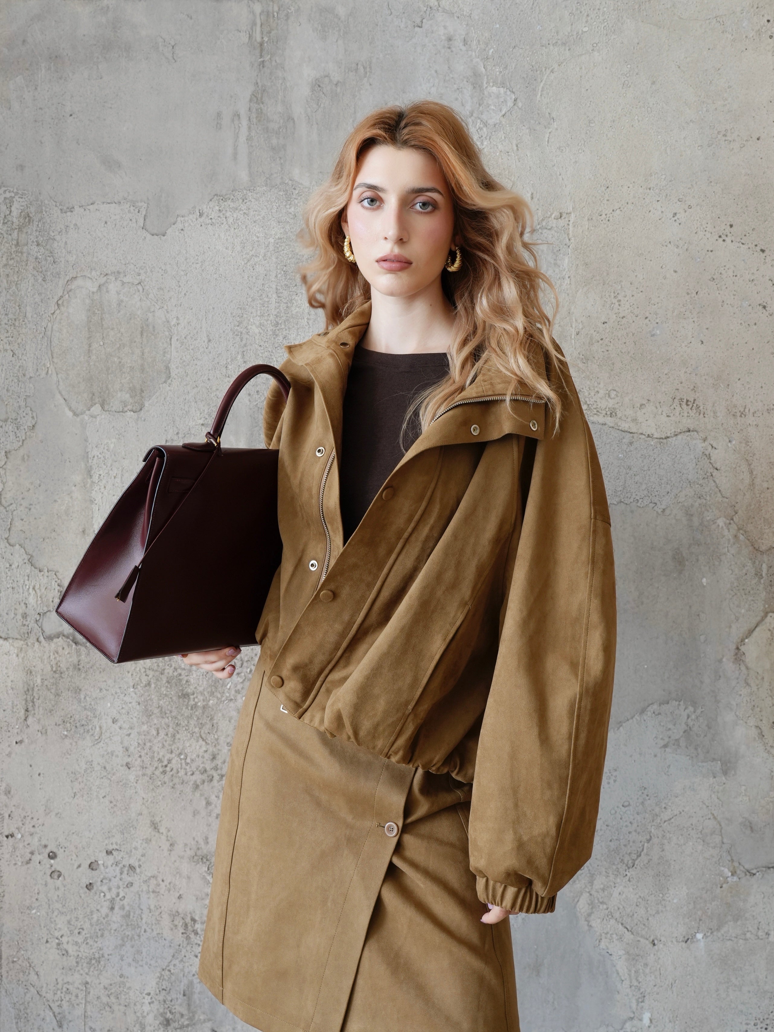 Last Sunset - Suede and shiny Leather bomber jacket