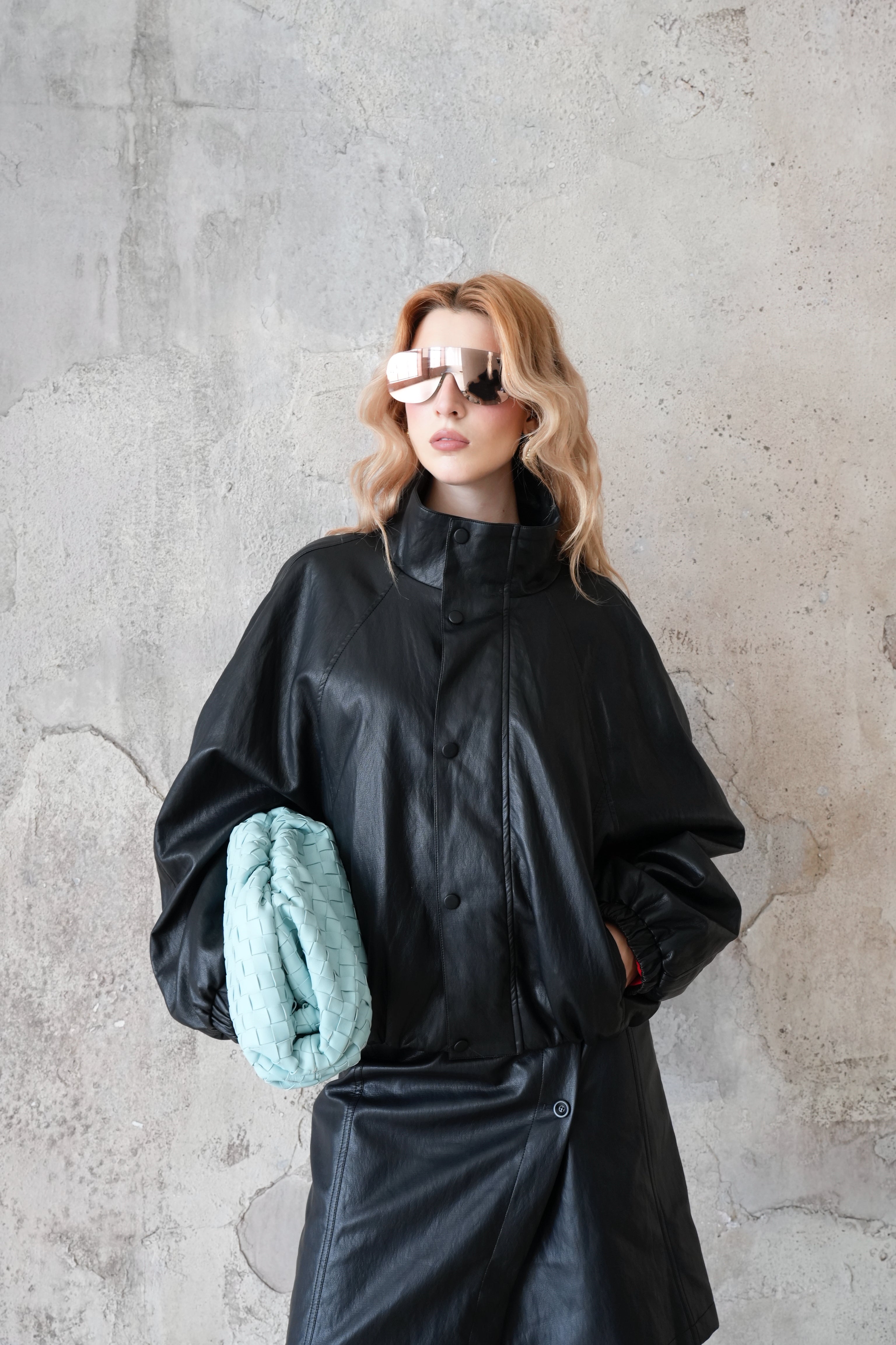 Last Sunset - Suede and shiny Leather bomber jacket
