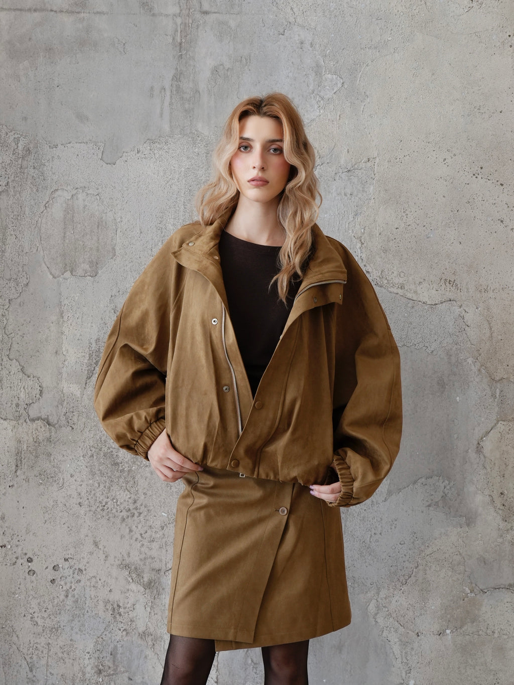 Last Sunset - Suede and shiny Leather bomber jacket