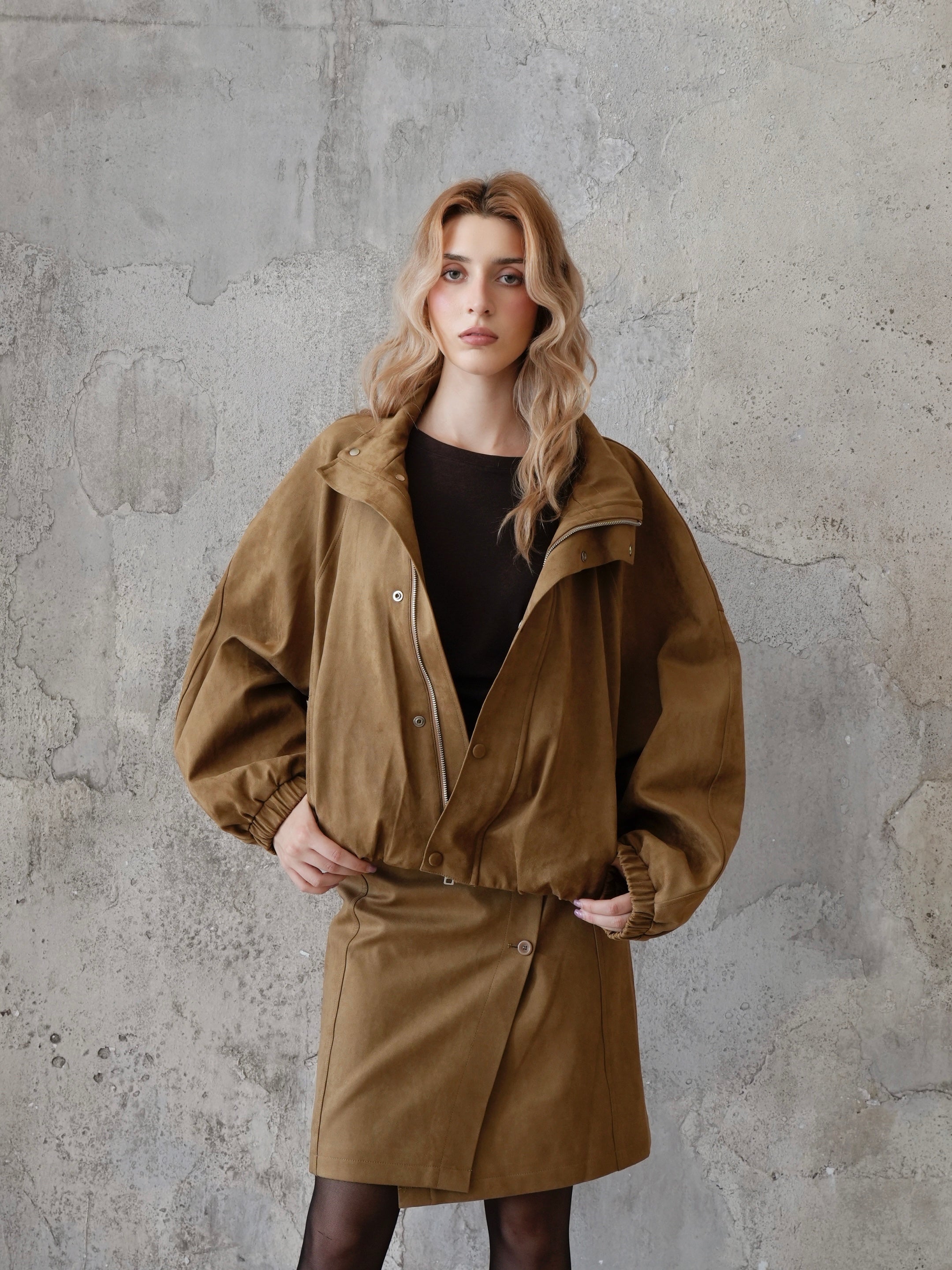 Last Sunset - Suede and shiny Leather bomber jacket