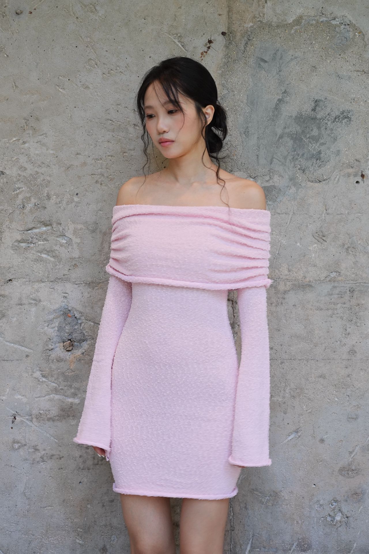 Last Sunset Off Shoulder Sweater Knit Party Mini Dress