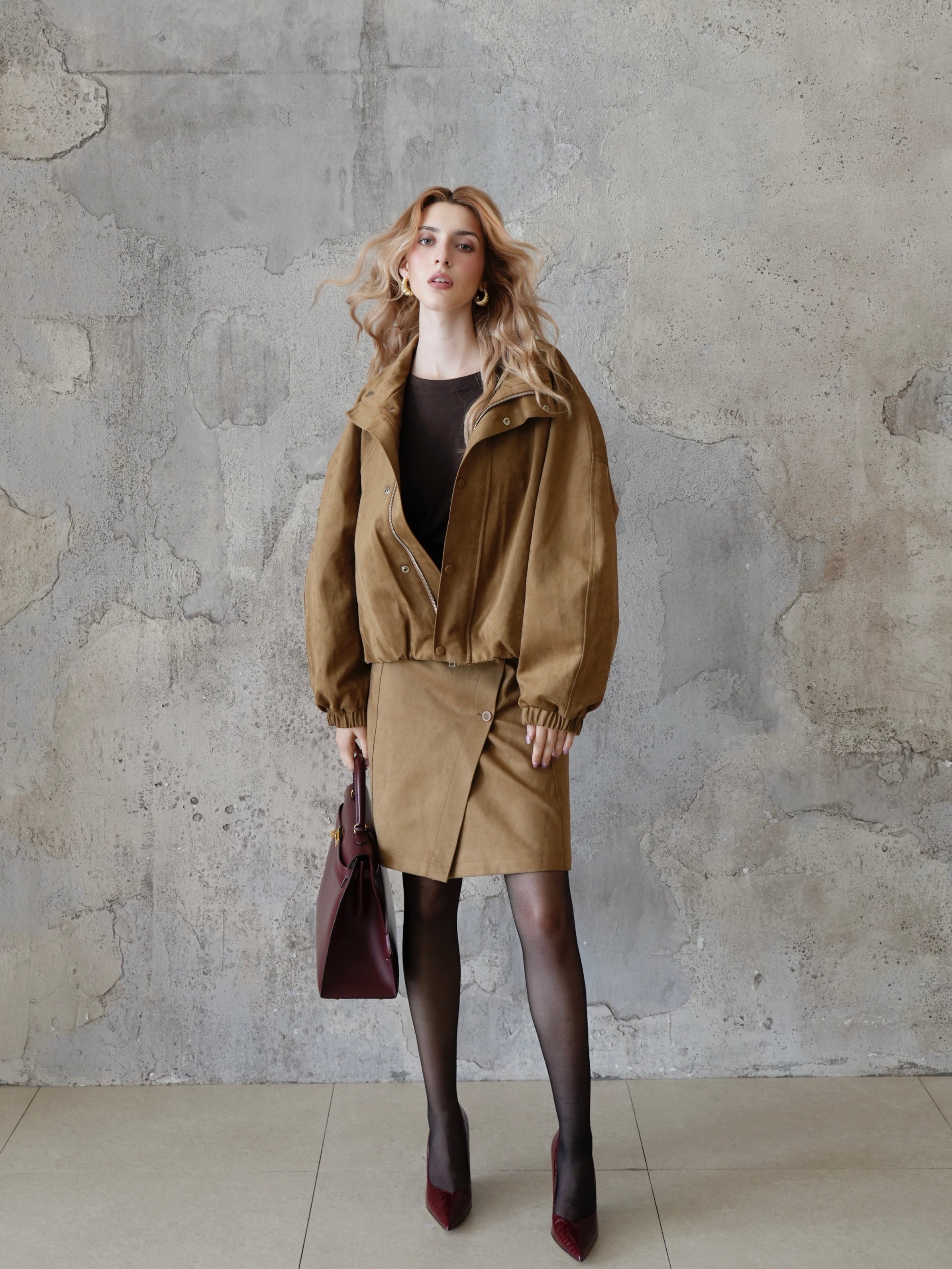 Last Sunset Suede Leather Wrap Mini Skirt