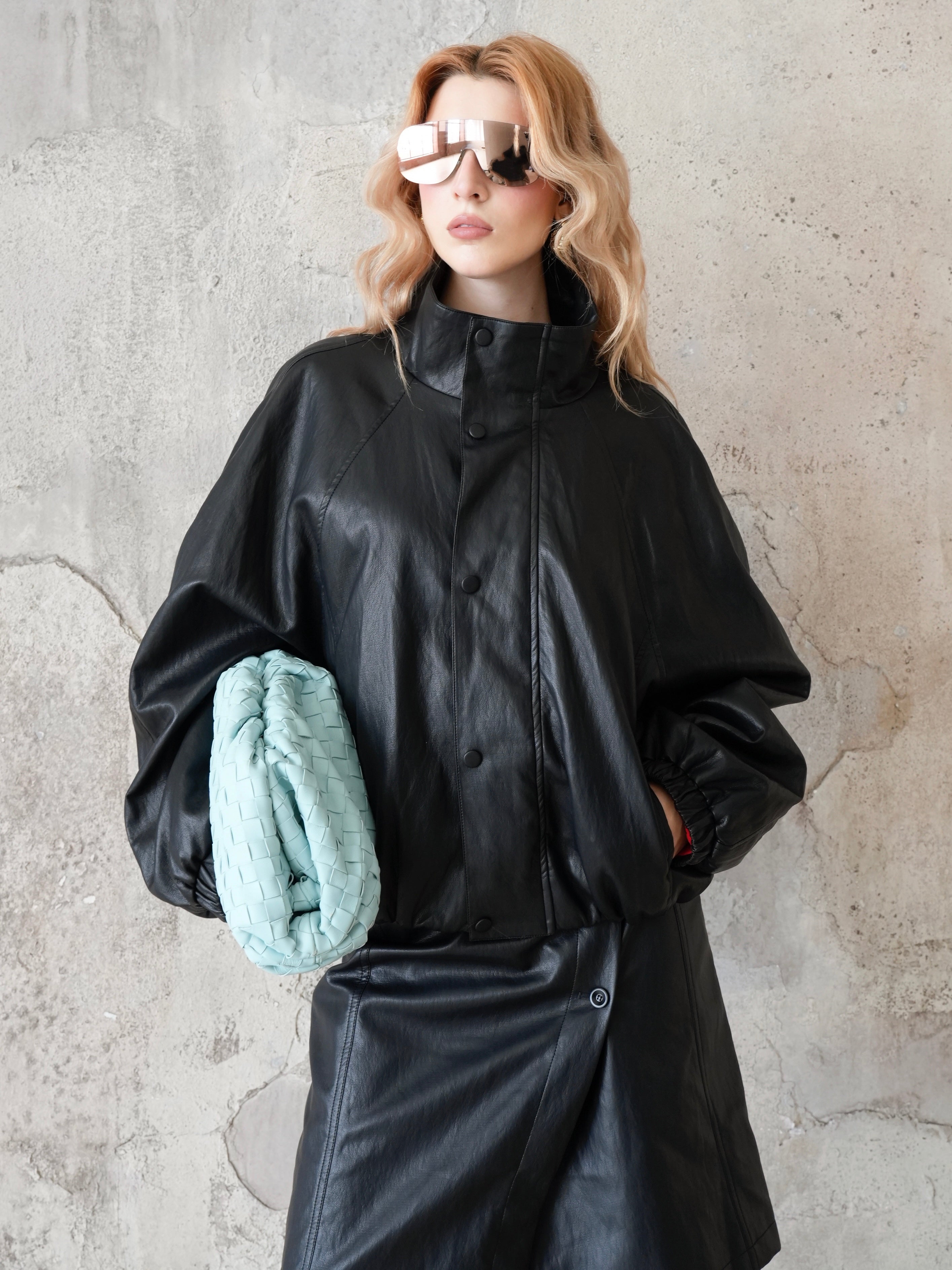 Last Sunset - Suede and shiny Leather bomber jacket