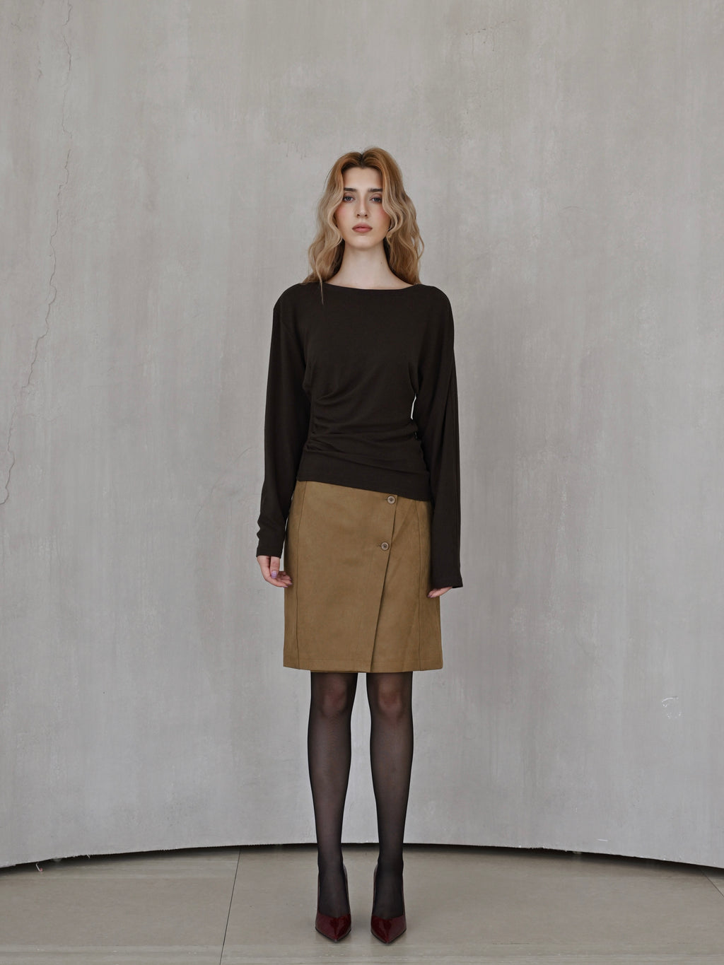 Last Sunset Suede Leather Wrap Mini Skirt