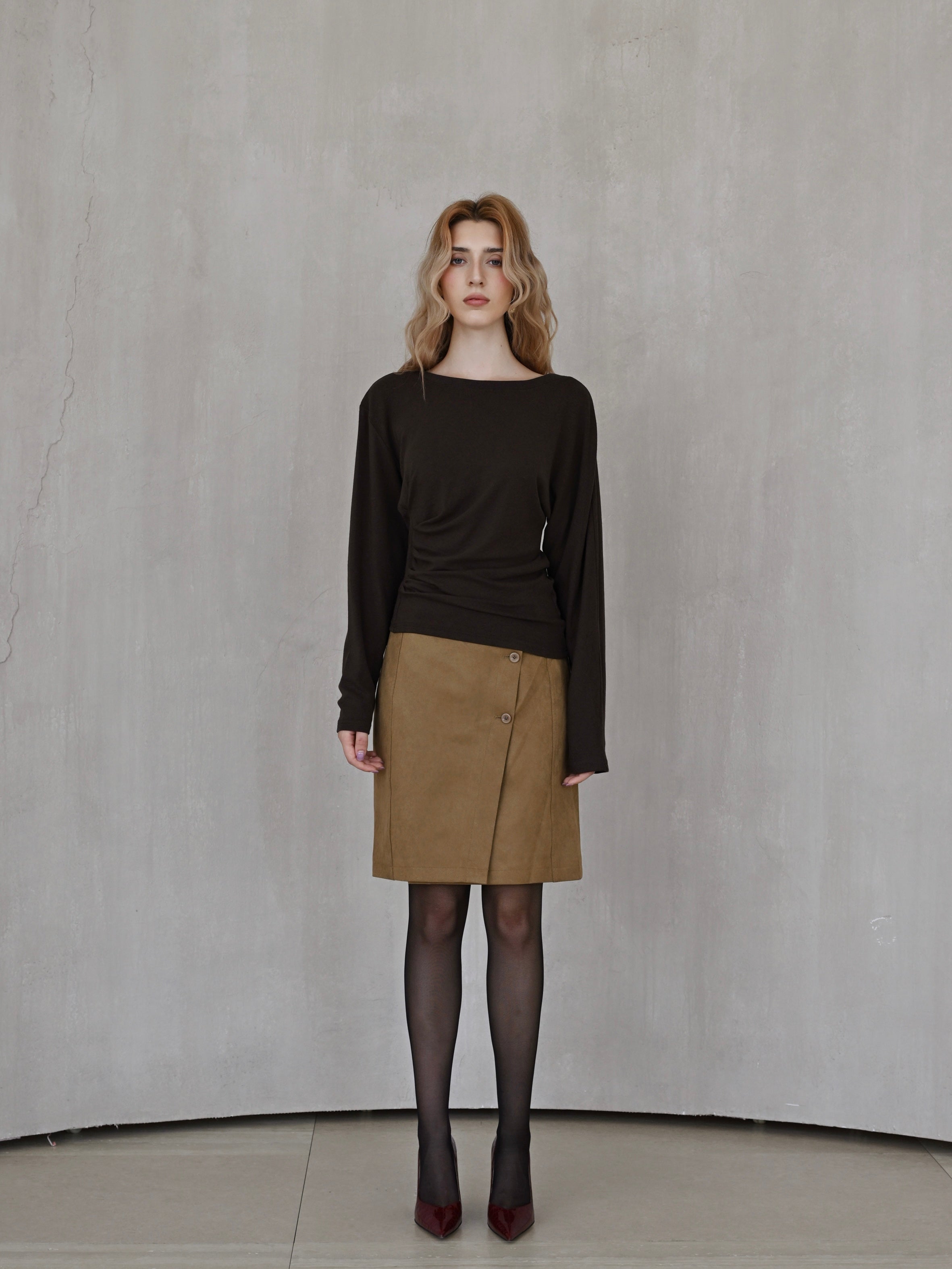 Last Sunset Suede Leather Wrap Mini Skirt