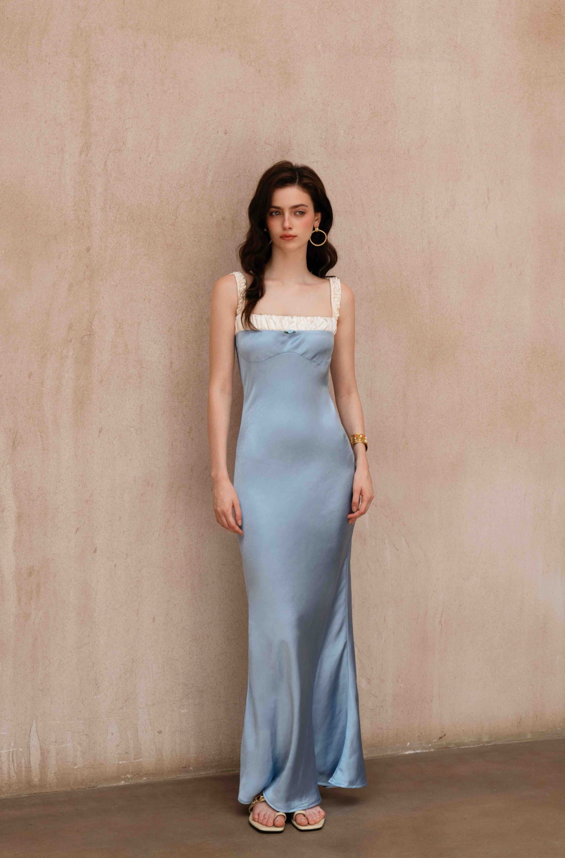 Last Sunset Celestial Blue Satin Gown