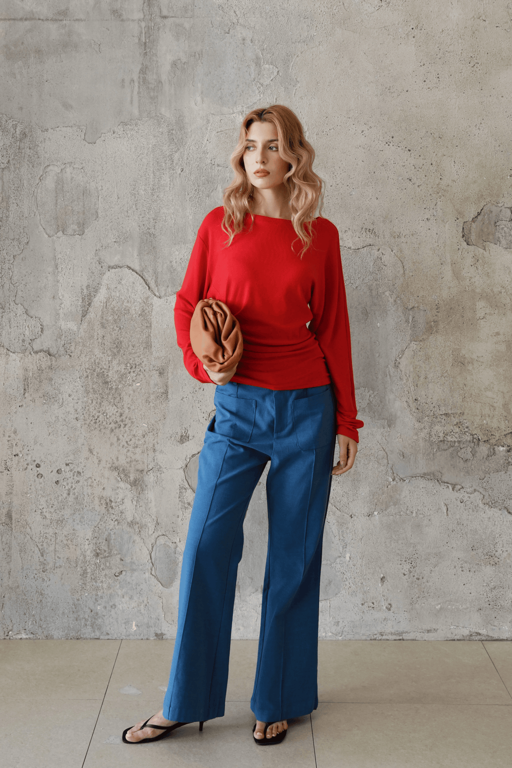 Last Sunset Sapphire High-Waist Wide-Leg Trousers